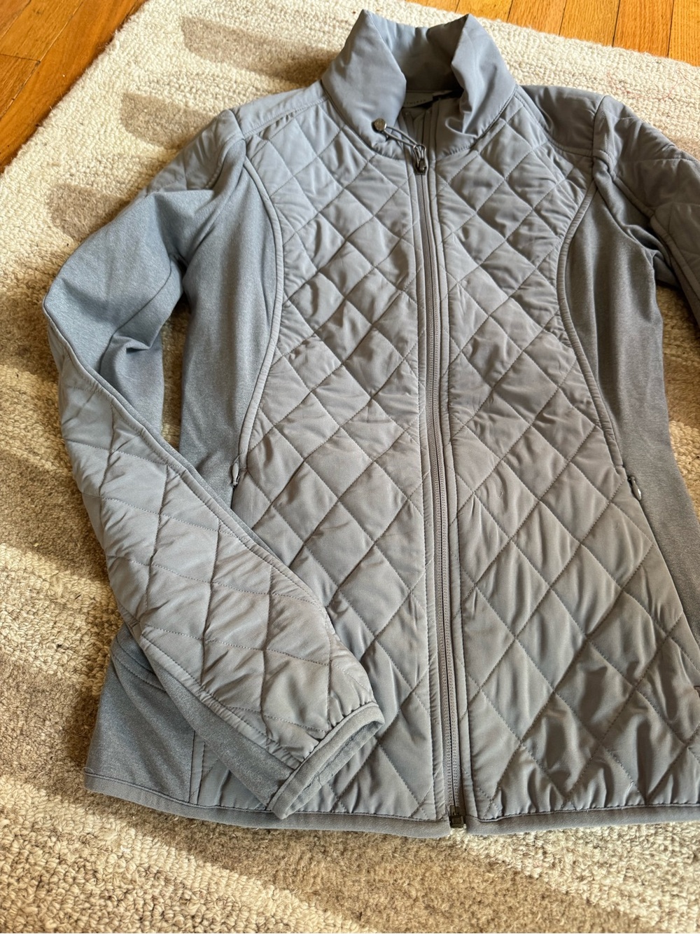 Athleta Quilted Grey Full-Zip Jacket - Picture 2 of 5